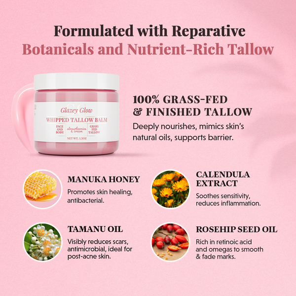 Strawberries & Cream Whipped Tallow Balm Grass Fed- 2oz